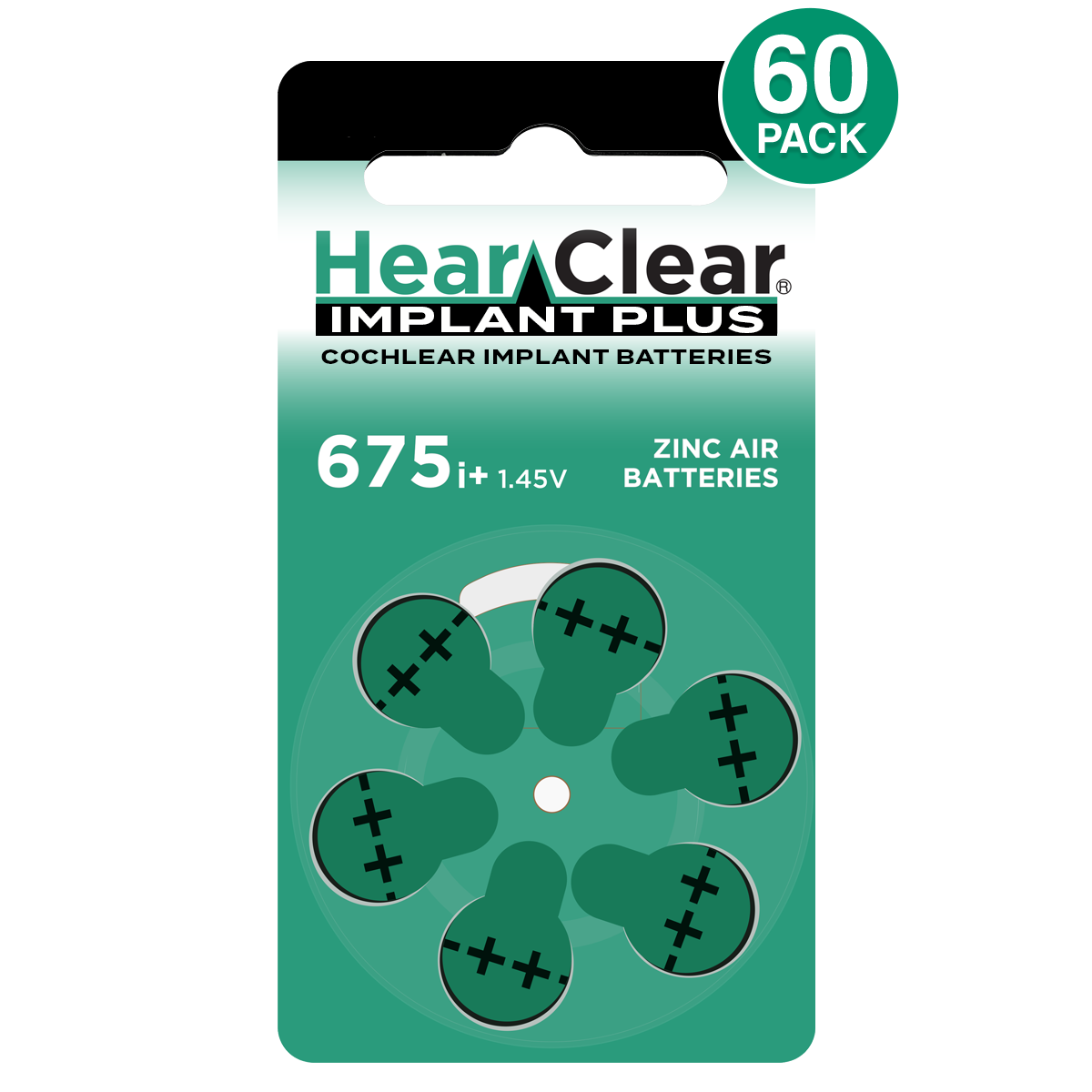 Hearclear Cochlear Implant Batteries Size 675p 60 Batteries